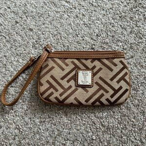 Tignanello Tan & Dark Brown Chain-Print Wristlet